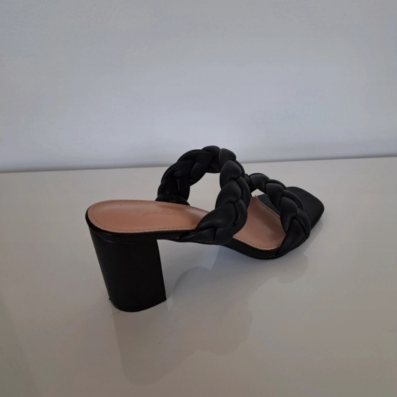 Envy Size 39 Uk 6 Black 'Knot To Miss' Braided Faux Leather Heel Sandals, Mules. - Picture 14 of 14